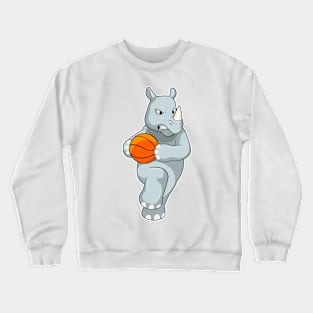 Rhino as Basketball player with Basketball Crewneck Sweatshirt